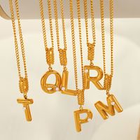 Titanium Steel Simple Style Inlay Letter Artificial Pearls Pendant Necklace main image 4