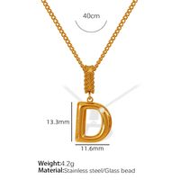 Titanium Steel Simple Style Inlay Letter Artificial Pearls Pendant Necklace sku image 4