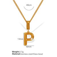 Titanium Steel Simple Style Inlay Letter Artificial Pearls Pendant Necklace sku image 16