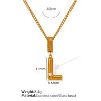 Titanium Steel Simple Style Inlay Letter Artificial Pearls Pendant Necklace sku image 12