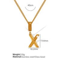 Titanium Steel Simple Style Inlay Letter Artificial Pearls Pendant Necklace sku image 24