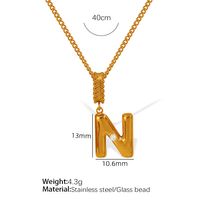 Titanium Steel Simple Style Inlay Letter Artificial Pearls Pendant Necklace sku image 14