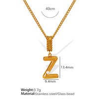 Titanium Steel Simple Style Inlay Letter Artificial Pearls Pendant Necklace sku image 26