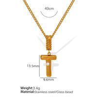 Titan Stahl Einfacher Stil Inlay Brief Künstliche Perlen Halskette Mit Anhänger sku image 20