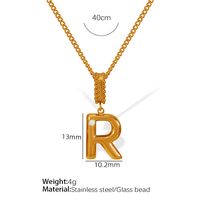 Titanium Steel Simple Style Inlay Letter Artificial Pearls Pendant Necklace sku image 18
