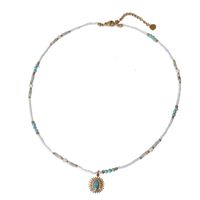 Wholesale Jewelry Retro Ethnic Style Classic Style Eye Beaded Copper Copper Alloy Turquoise Inlay Pendant Necklace Necklace main image 3