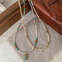 Wholesale Jewelry Retro Ethnic Style Classic Style Eye Beaded Copper Copper Alloy Turquoise Inlay Pendant Necklace Necklace main image 4