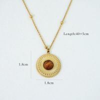 304 Stainless Steel Natural Stone Titanium Steel 14K Gold Plated Retro Ethnic Style Classic Style Plating Geometric Round Eye Rings Necklace main image 3