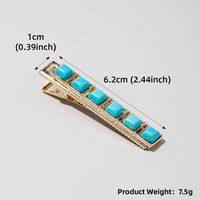 Women's Retro Solid Color Alloy Inlay Turquoise Hair Clip sku image 1