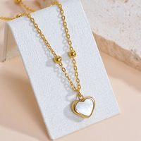 Titanium Steel Gold Plated Simple Style Classic Style Plating Heart Shape Pendant Necklace sku image 2