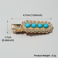 Women's Retro Solid Color Alloy Inlay Turquoise Hair Clip sku image 1