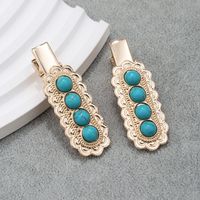 Women's Retro Solid Color Alloy Inlay Turquoise Hair Clip main image 2