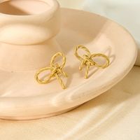 1 Paire Style Simple Style Classique Noeud D'Arc Placage Acier Inoxydable 304 Plaqué Or Boucles D'Oreilles main image 6