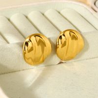 1 Paire Style Simple Style Classique Couleur Unie Placage Acier Inoxydable 304 Plaqué Or Boucles D'Oreilles main image 5