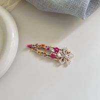 Women's Simple Style Embroidery Flower Cloth Iron Hair Clip sku image 2
