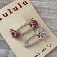 Women's Cute Rose Bow Knot Cloth Iron Hair Clip sku image 6