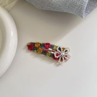 Women's Simple Style Embroidery Flower Cloth Iron Hair Clip sku image 3