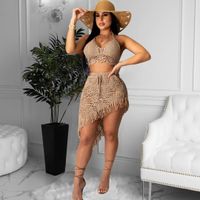 Holiday Daily Women's Sexy Solid Color Polyacrylonitrile Fiber Tassel Skirt Sets Skirt Sets main image 4