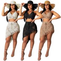Holiday Daily Women's Sexy Solid Color Polyacrylonitrile Fiber Tassel Skirt Sets Skirt Sets main image 5