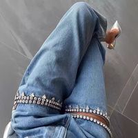 Women's Holiday Daily Streetwear Solid Color Full Length Ripped Jeans Straight Pants main image 4
