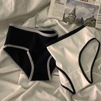 Color Block Solid Color Seamless Mid Waist Briefs Panties main image 3