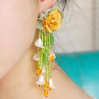 Sweet Flower Artificial Crystal Cloth Plating Women's Earrings main image 4