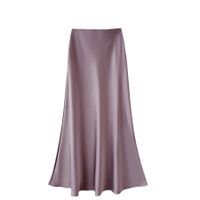 L'Été Vêtement De Rue Couleur Unie Polyester Acétate Tissu Robe Mi-Longue Jupes main image 7