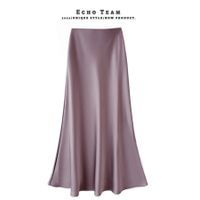 L'Été Vêtement De Rue Couleur Unie Polyester Acétate Tissu Robe Mi-Longue Jupes main image 6