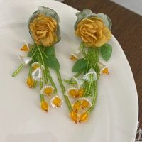 Sweet Flower Artificial Crystal Cloth Plating Women's Earrings main image 5