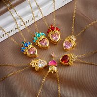 Copper Gold Plated Classic Style Plating Heart Shape Crown Pendant Necklace main image 1