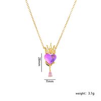 Copper Gold Plated Classic Style Plating Heart Shape Crown Pendant Necklace sku image 4