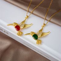 Copper Gold Plated Simple Style Plating Bird Zircon Pendant Necklace main image 5