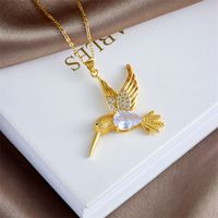 Copper Gold Plated Simple Style Plating Bird Zircon Pendant Necklace main image 4
