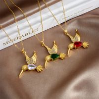 Copper Gold Plated Simple Style Plating Bird Zircon Pendant Necklace main image 1
