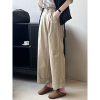 Femmes Du Quotidien Style Simple Couleur Unie Toute La Longueur Poche Pantalons Décontractés Pantalon Droit main image 4