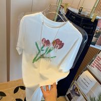 Women's T-shirt Short Sleeve T-Shirts Printing Pastoral Flower main image 1