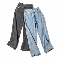 Women's Daily Streetwear Solid Color Full Length Washed Jeans Wide Leg Pants main image 4
