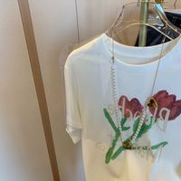 Women's T-shirt Short Sleeve T-Shirts Printing Pastoral Flower main image 3