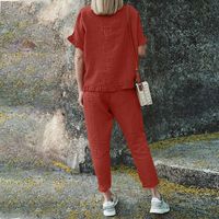 Daily Women's Casual Solid Color Linen Pants Sets Pants Sets main image 3