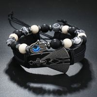 Retro Palm Pu Leather Tiger Eye Obsidian Unisex Bracelets sku image 1