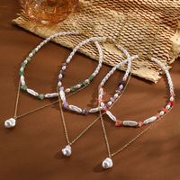 IG Style Geometric Imitation Pearl Alloy Plating Women's Double Layer Necklaces main image 4