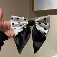 Women's Sweet Round Dots Bow Knot Satin Hair Clip sku image 4