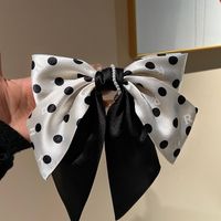 Women's Sweet Round Dots Bow Knot Satin Hair Clip sku image 12