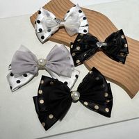 Women's Sweet Round Dots Bow Knot Satin Hair Clip main image 4