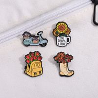 Cartoon Style Cute Cowboy Style Motorcycle Cup Flower Alloy Stoving Varnish Plating Unisex Brooches main image 5
