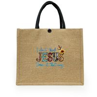 Women's Medium Fabric Letter Fruit Butterfly Basic Square Magnetic Buckle Tote Bag main image 4