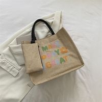 Women's Medium Fabric Letter Flower Streetwear Magnetic Buckle Tote Bag sku image 10