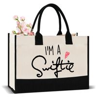 Women's Medium Canvas Letter Basic Classic Style Square Open Tote Bag main image 4