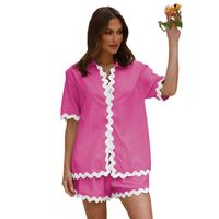 Home Women's Casual Solid Color Viscose Fiber Button Shorts Sets Shorts Sets main image 3