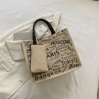 Women's Medium Fabric Letter Flower Streetwear Magnetic Buckle Tote Bag sku image 5